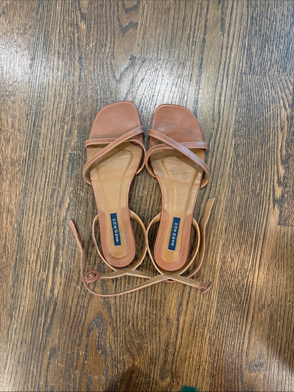 Margaux Tan Leather Strappy Ankle-Wrap Sandals - Picture 14 of 14